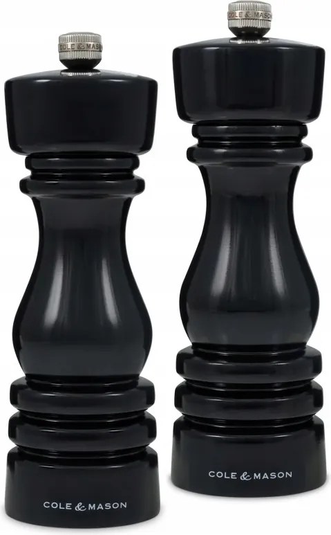 London fekete fényes só- és borsőrlő készlet, 18 cm