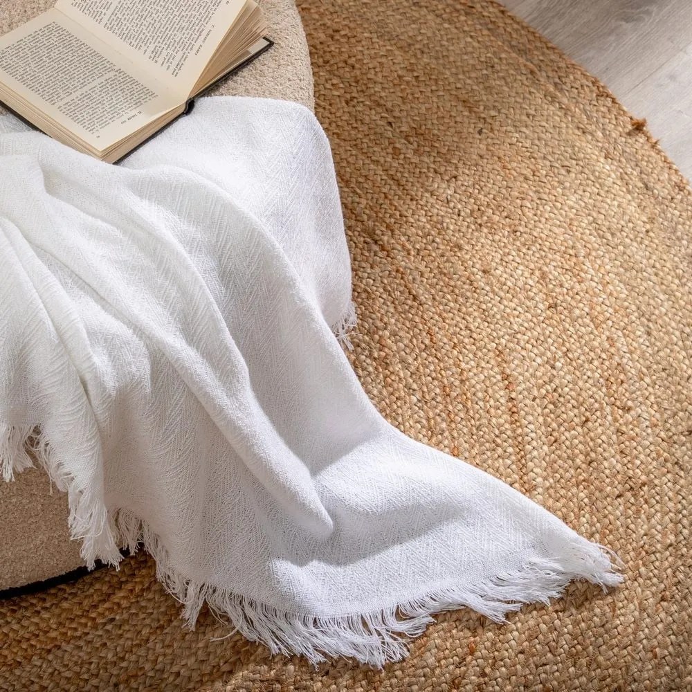 Fehér újrahasznosított pamut ágytakaró 260x280 cm Spike – Ixia