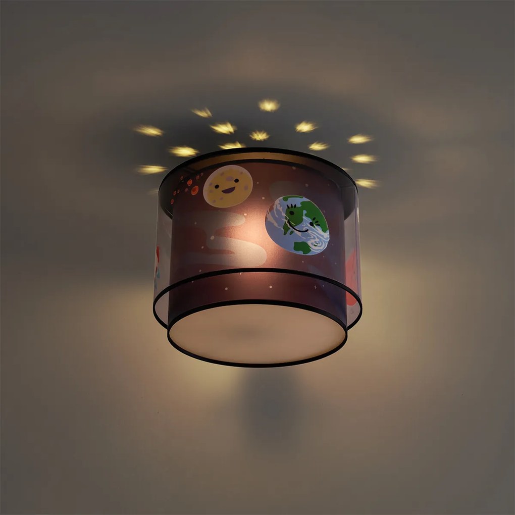 Gyerekszoba mennyezeti lámpa fekete űrhajóval és csillagokkal - Harrie az űrben