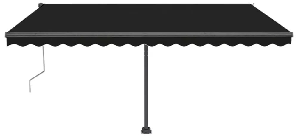 antracitszürke szélérzékelős és LED-es napellenző 450x350 cm