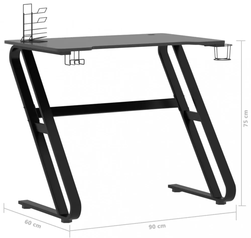 fekete ZZ-lábú gamer asztal 90 x 60 x 75 cm