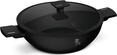 BerlingerHaus Wok fedővel (30 cm) Matte Black Collection  BH/8182