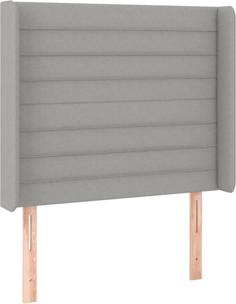 vidaXL világosszürke szövet fejtámla szárnyakkal 93x16x118/128 cm