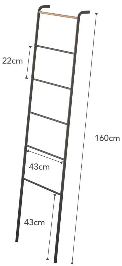 Tower Ladder fekete dekoratív létra bükkfa részletekkel - YAMAZAKI