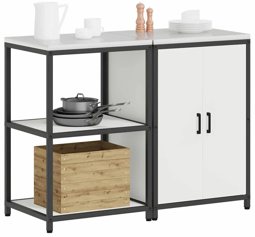 Konyhai Tároló Készlet polcokkal 2 pcs Fehér 120 x 50 x 92 cm