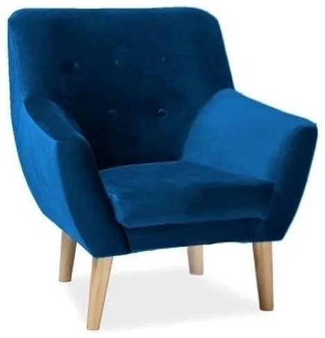 Nordic I Velvet fotel, kék / natúr fa