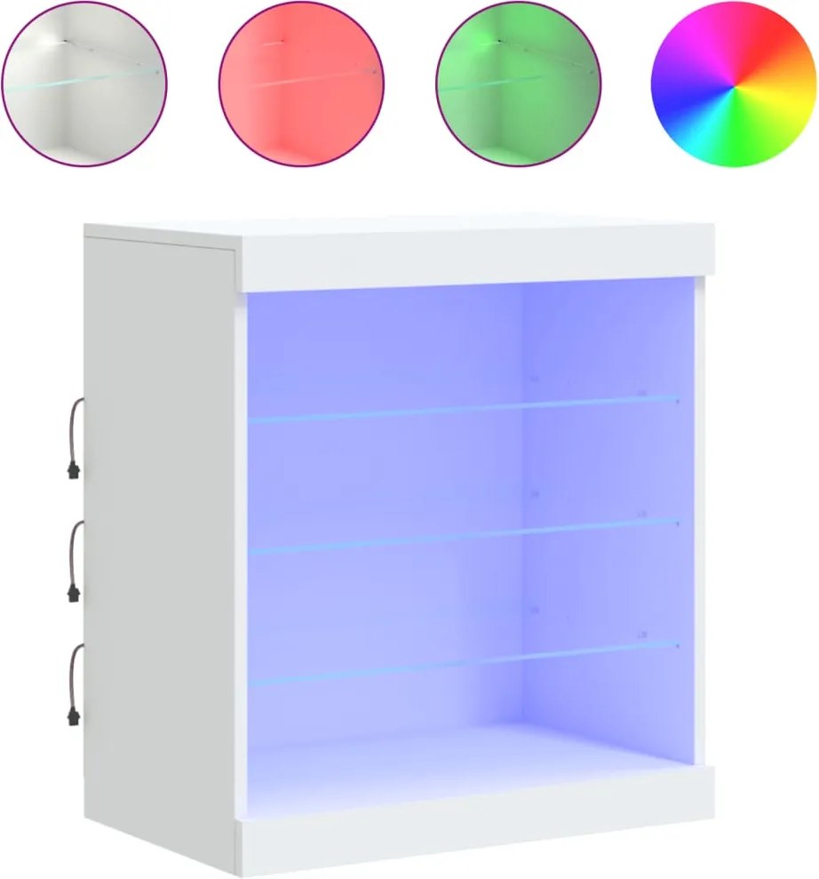 vidaXL fehér tálalószekrény LED-világítással 60,5 x 37 x 67 cm
