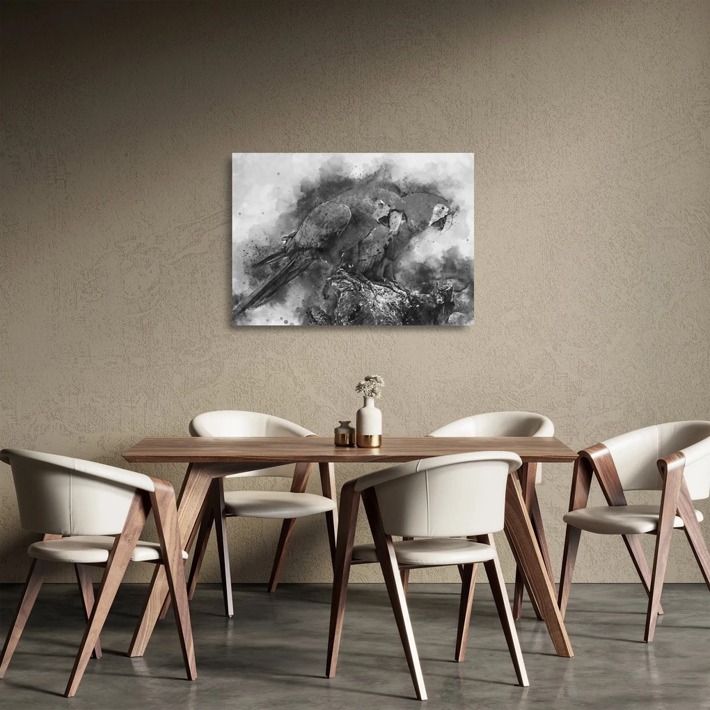 Üveg kép - Akvarell papagájok (70x50 cm)