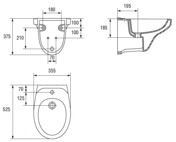 Cersanit DELFI - függő bidé, fehér, K11-0018