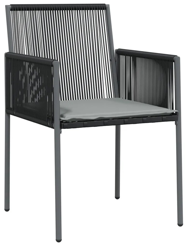 4 darabos szett Fekete Polirattan 54x60.5x83.5 cm Tartós