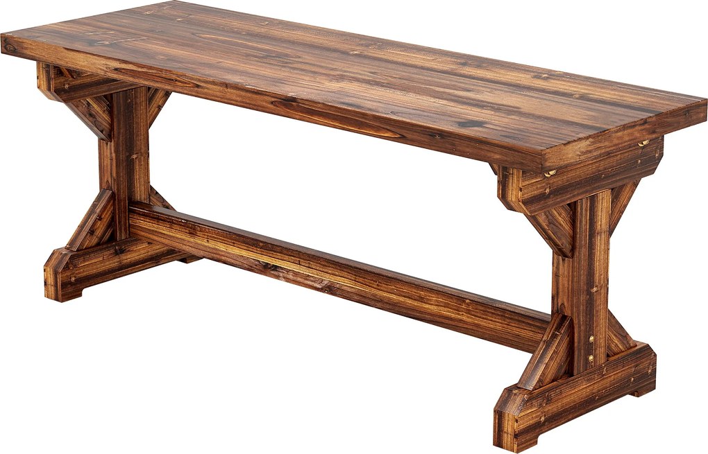 Outsunny 2 személyes időjárásálló tömör lucfenyő kerti pad, X-lábbal, égett felület — 114×40×46 cm | Aosom