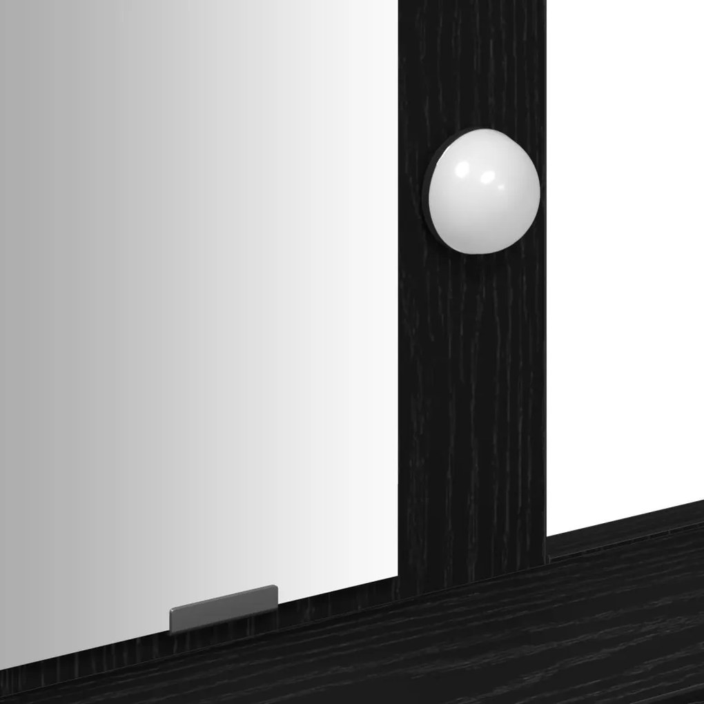 LED világítós sminktükör Fekete tölgy 79x41x140 cm