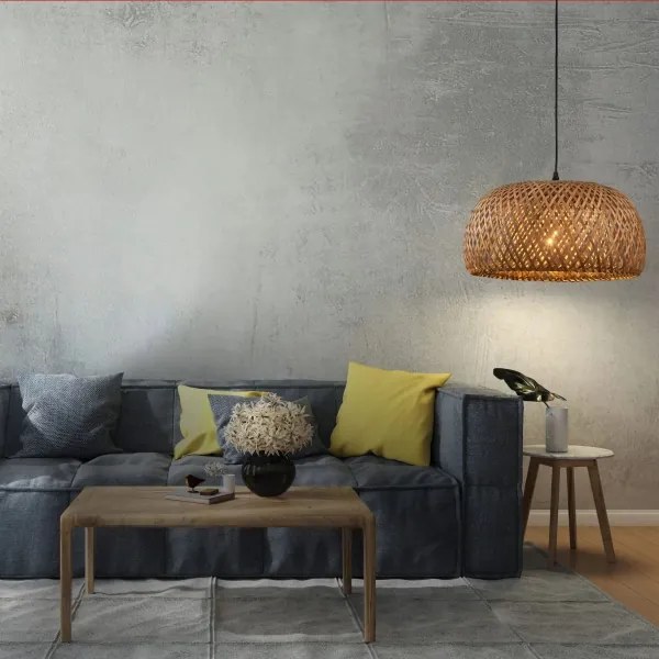 Csillár zsinóron KORFU 1xE27/20W/230V átm. 38 cm bambusz