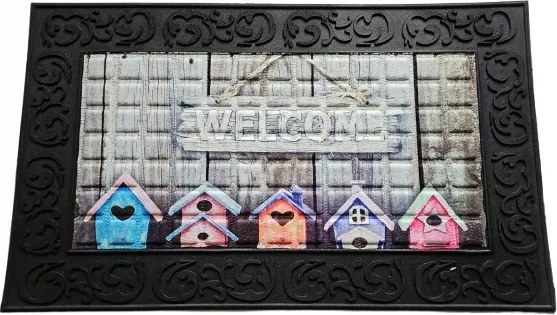 Lábtörlő gumi kép kerettel 45x75 welcome madárházak