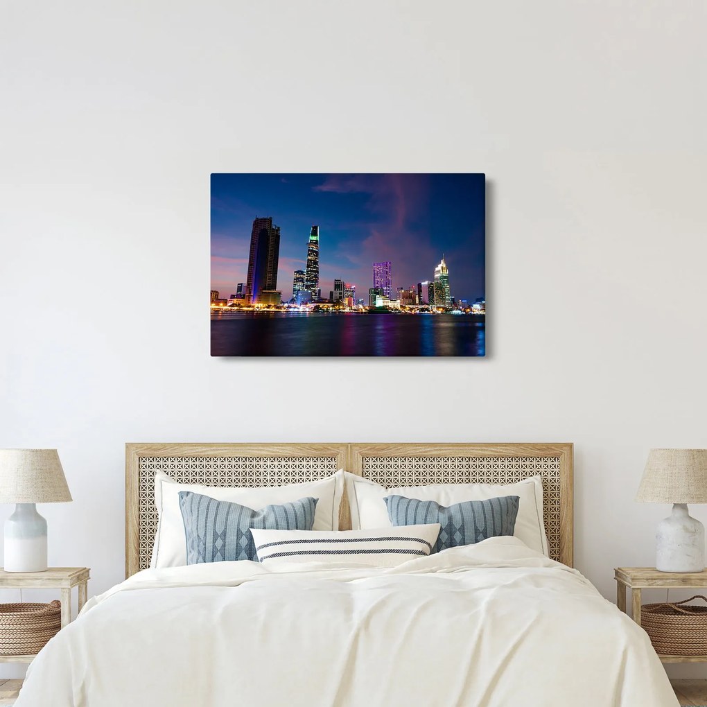 Éjszakai város képe (90x60 cm)