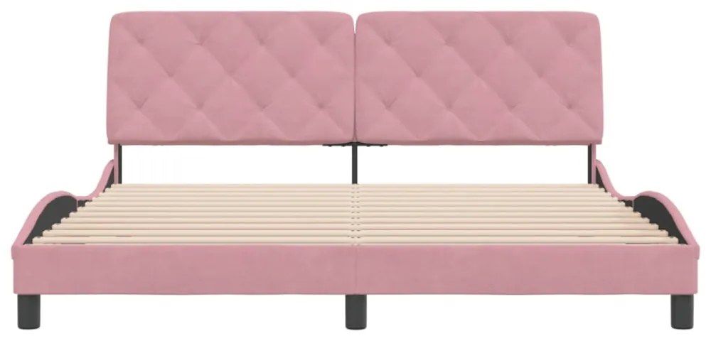 rózsaszín bársony ágykeret matrac nélkül 180 x 200 cm