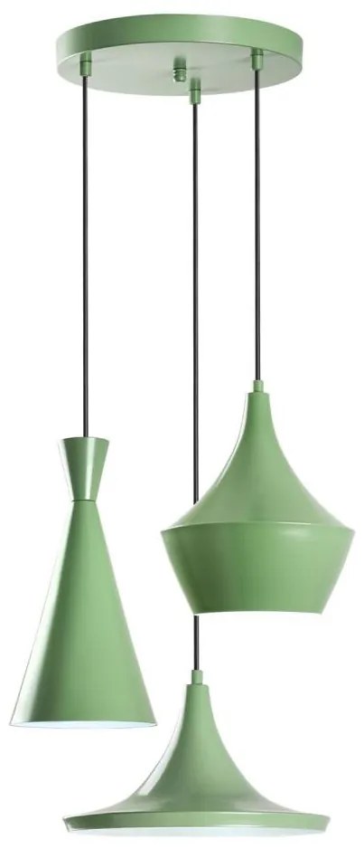 Kábelre függesztett csillár TOM 3xE27/40W/230V zöld