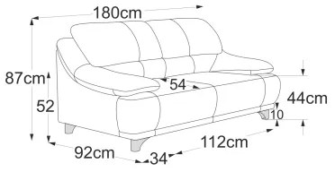 Kétszemélyes RIMINI kanapé, szürke színű