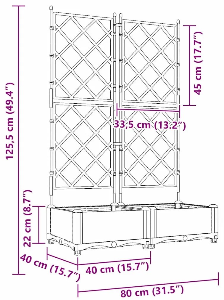 Kertész cserép rácsos változattal 2 pcs Világosszürke