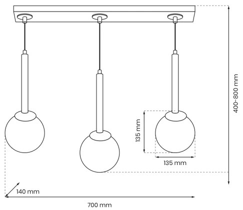 Csillár zsinóron PARMA 3xE14/40W/230V fekete