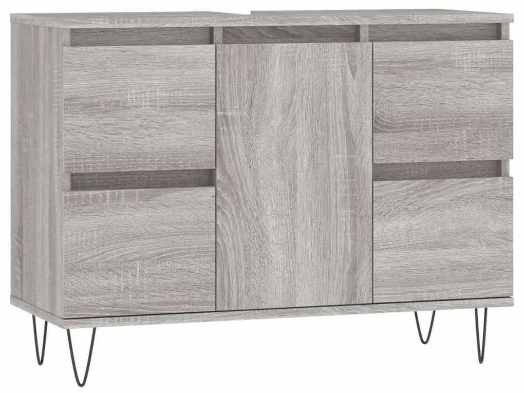 Szürke sonoma színű szerelt fa mosdószekrény 80 x 33 x 60 cm