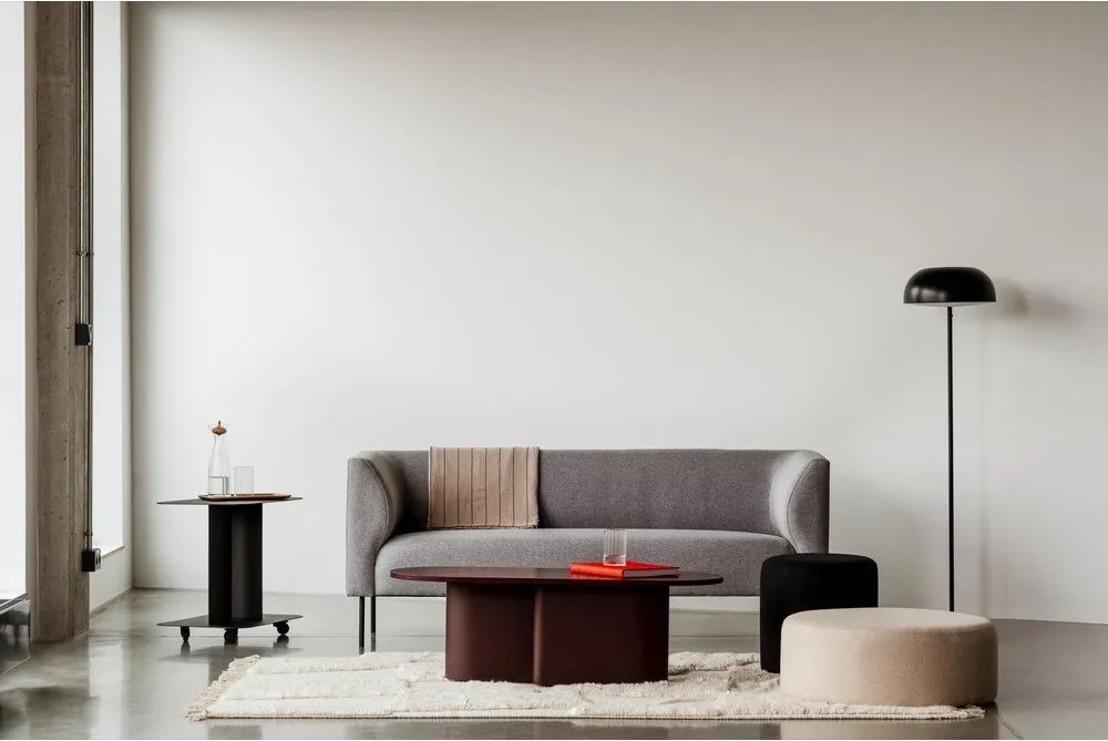 Borvörös dohányzóasztal tölgyfa dekoros asztallappal 50x115 cm Looi – noo.ma