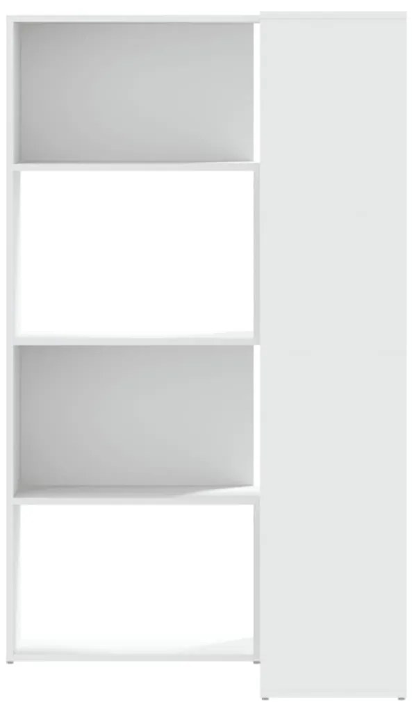 4 szintes fehér szerelt fa sarok könyvespolc 85 x 85 x 140 cm