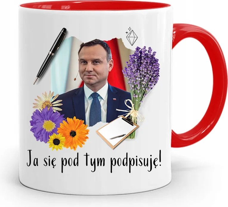 Piros Elnöki Bögre Andrzej Duda Pis Egészség felirattal