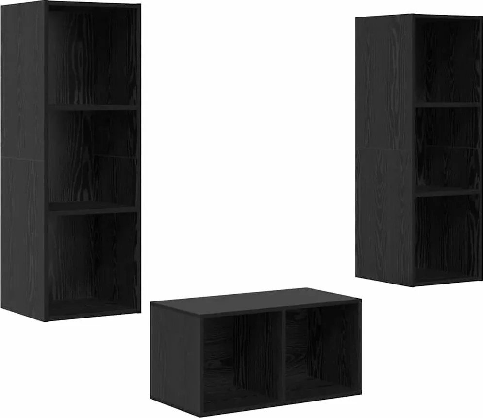 vidaXL TV szekrény garnitúra Fekete tölgy 37 x 37 x 107 cm Faanyag