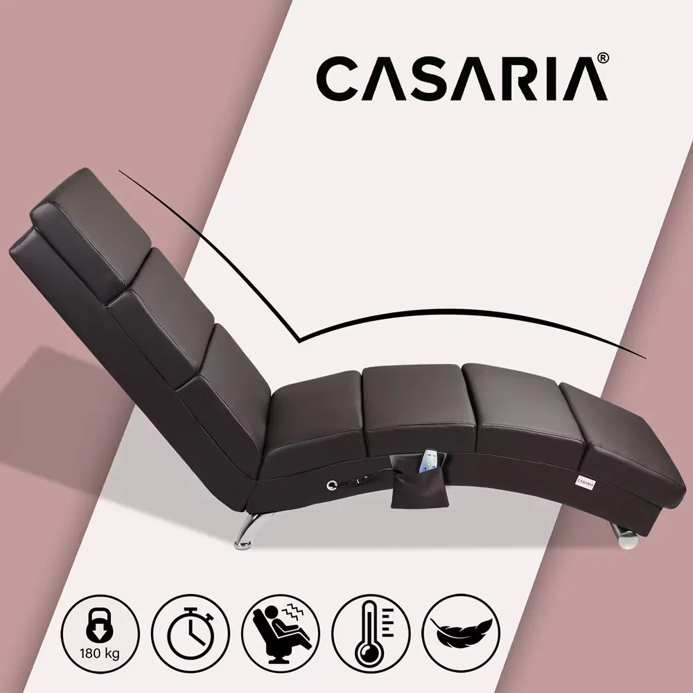 Casaria® London nyugágy masszázs és melegítő funkcióval - sötétbarna