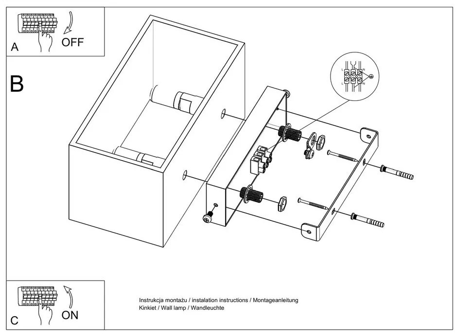 Geo Maxi fekete falilámpa - Sollux