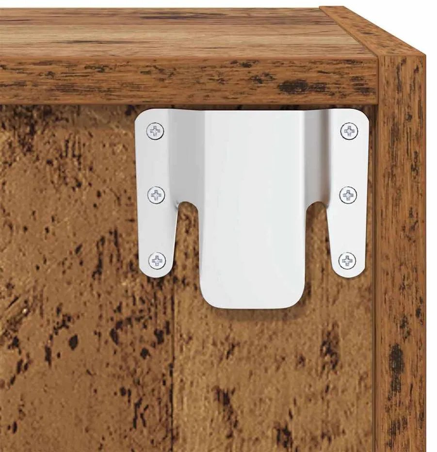 Fali TV Szekrény 2 pcs Régi fa 37 x 37 x 72 cm Faanyag