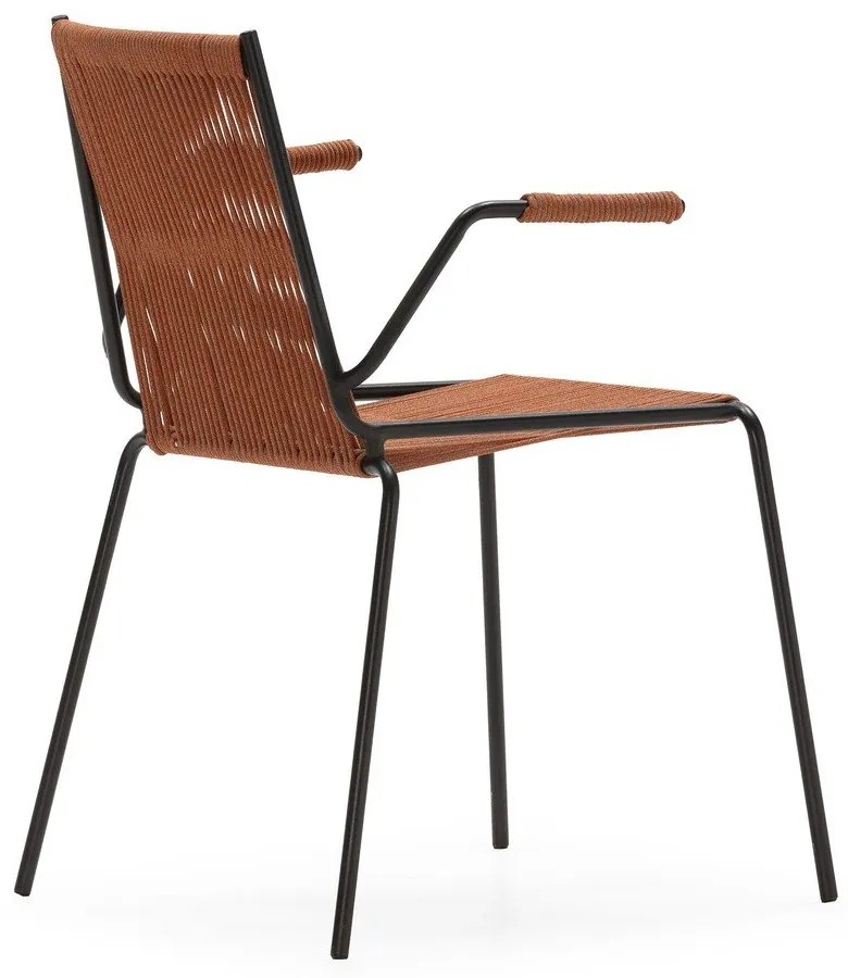 Terrakotta színű fém karfás-rakásolható étkezőszék szett 2 db-os Emily – Marckeric