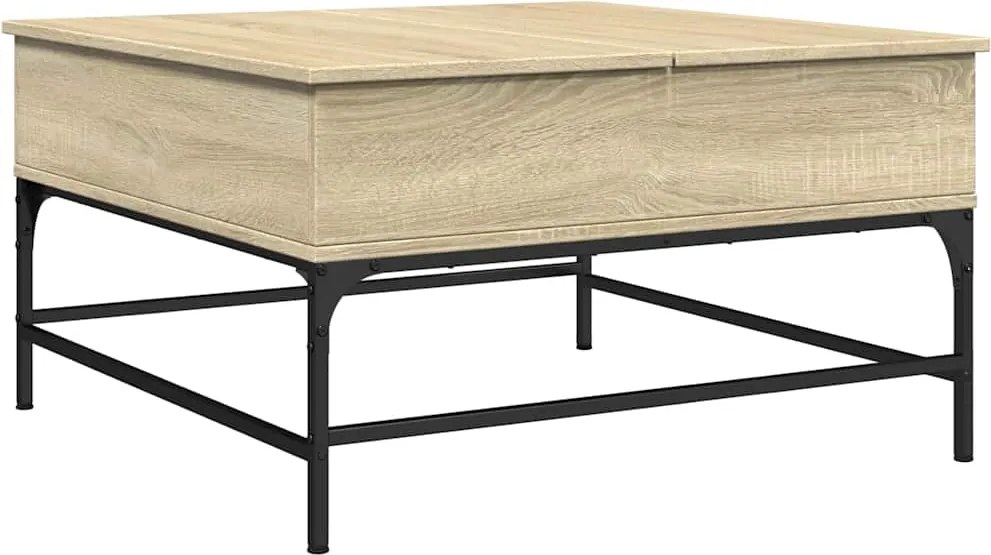 vidaXL sonoma tölgy szerelt fa és fém dohányzóasztal 80 x 80 x 45 cm