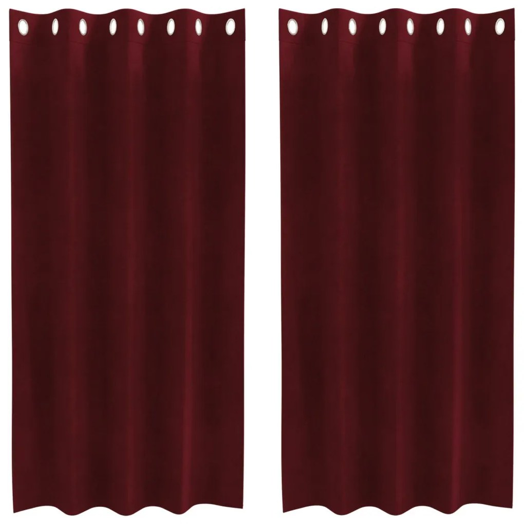 Feketeárnyékos Függönyök Személyzárakkal 2 db Borvörös Bársonyos