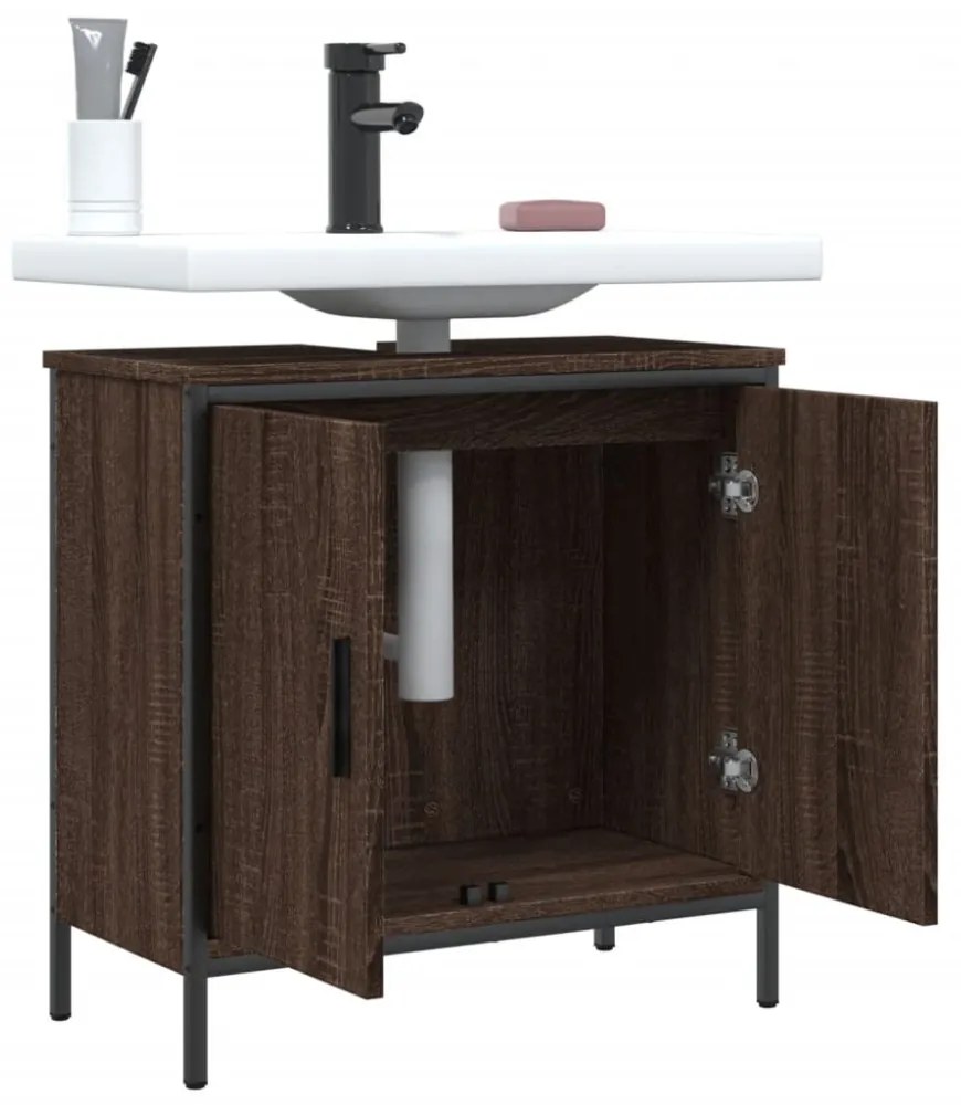 vidaXL barna tölgy szerelt fa fürdőszobai mosdószekrény 60x30x60 cm