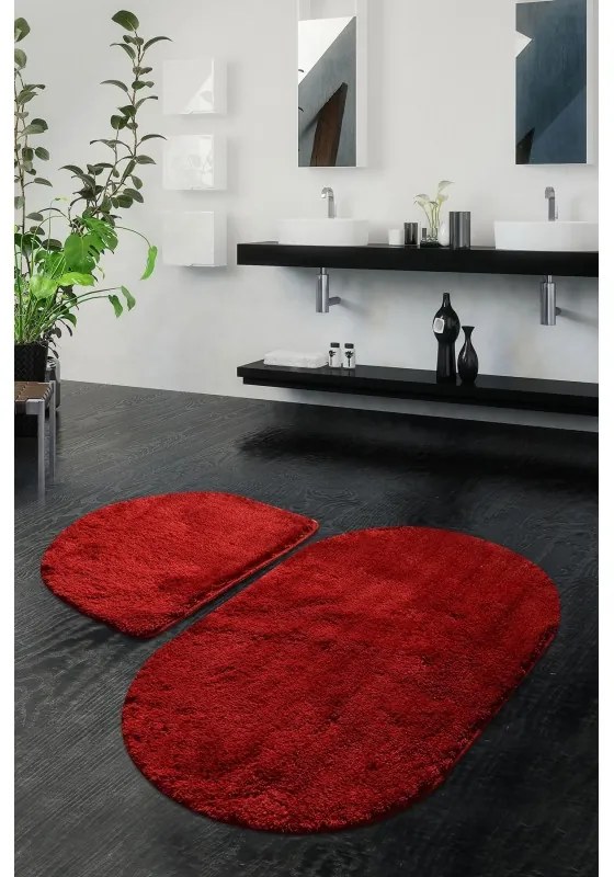 Colors of Oval Oval Red fürdőszobaszőnyeg 2 darabos szett