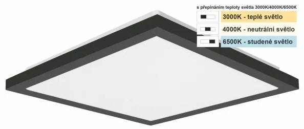 Top Light -LED Fürdőszobai mennyezeti lámpa ONYX LED/10W/230V IP44 28x28 cm fekete