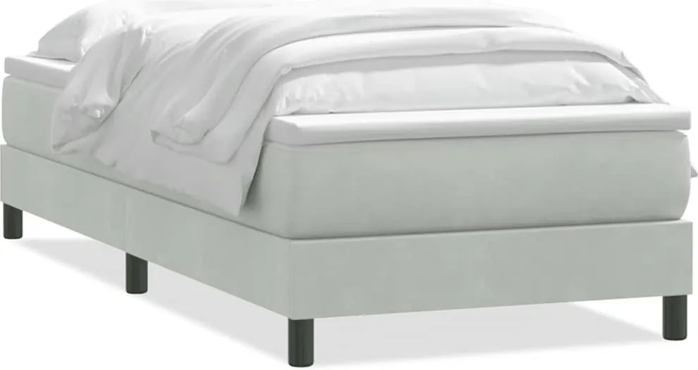 vidaXL világosszürke bársony rugós ágy matraccal 80x210 cm