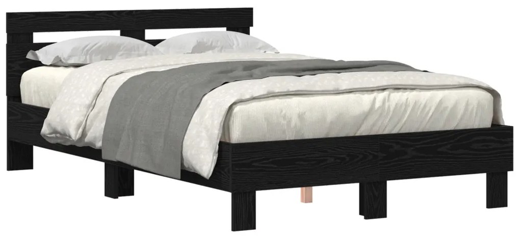 Tölgy ágykeret Fekete tölgy Szerelt fa 135 x 190 cm Tartós