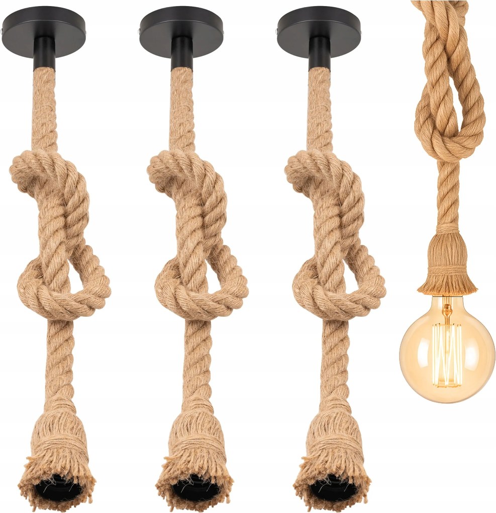 Függő mennyezeti lámpa Juta zsinór Lina csillár Loft 1,2m E27 szett x3