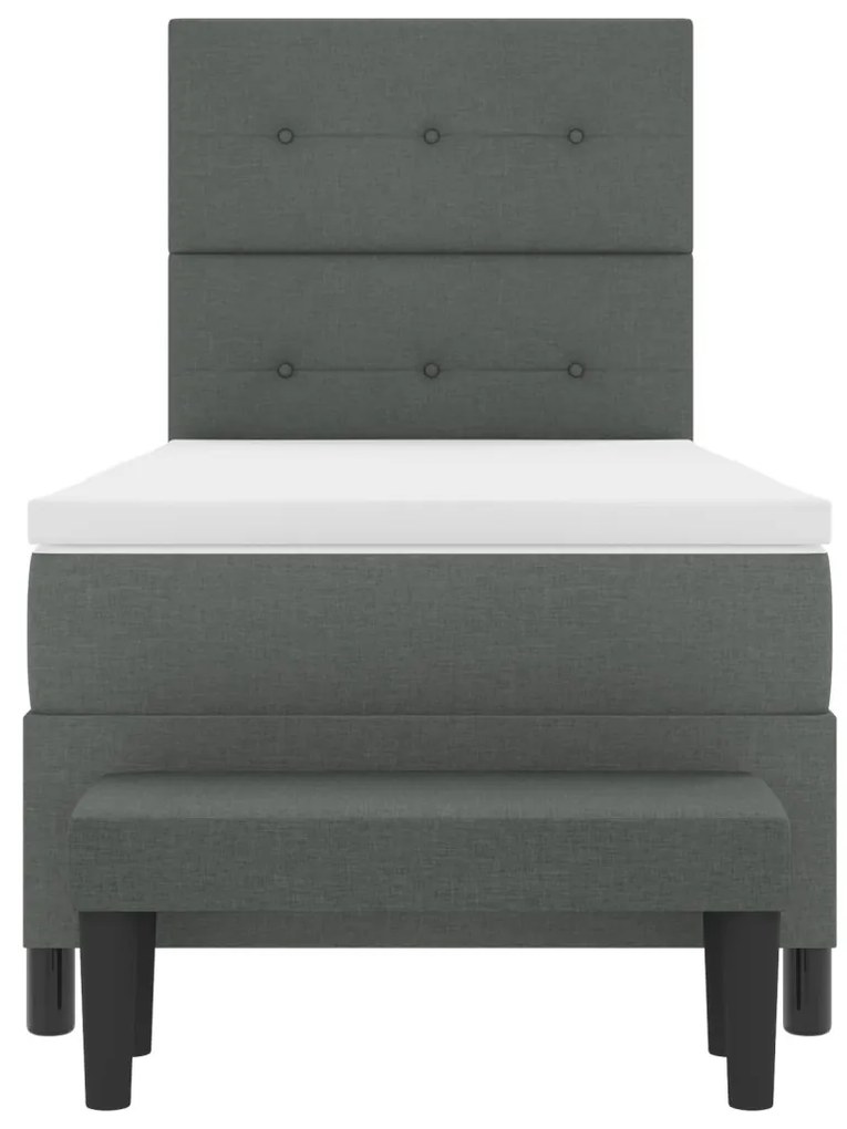 Box Spring ágy matraccal és paddal, sötétszürke, 90x190 cm, textil.