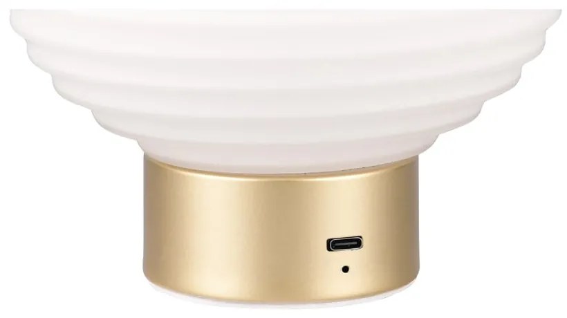 Fehér-aranyszínű LED dimmelhető asztali lámpa üveg búrával (magasság 14,5 cm) Earl – Trio