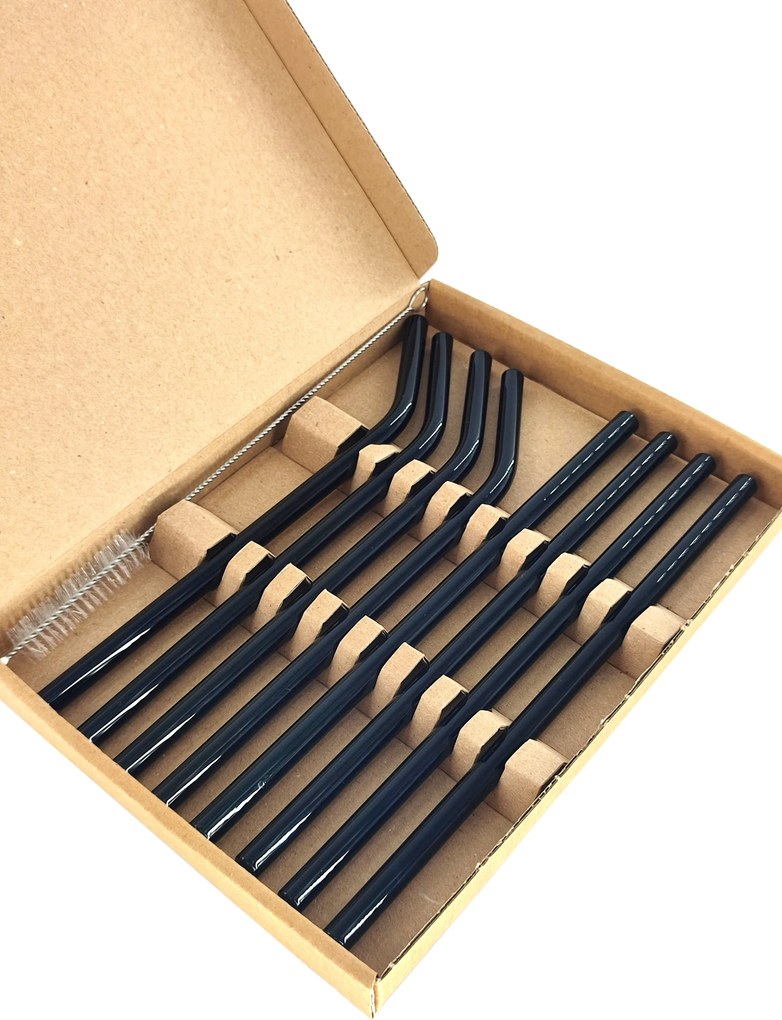 Szívószál üveg ivócső többfunkciós Eko 8db Fekete MIX