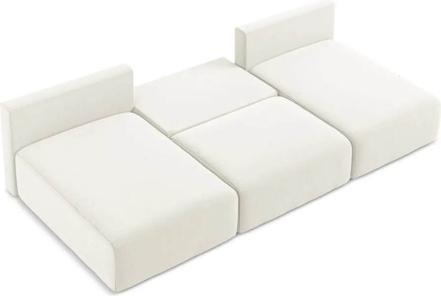 Krémszínű bársony kinyitható-tárolóhelyes (U alakú) sarokkanapé Kalena – Makamii