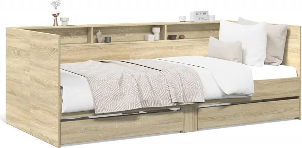 vidaXL sonoma tölgy kanapéágy fiókkal matrac nélkül 75x190 cm