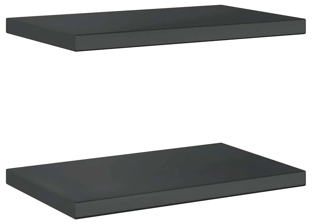2 db fekete rozsdamentes acél fali polc 50 x 30 x 3 cm