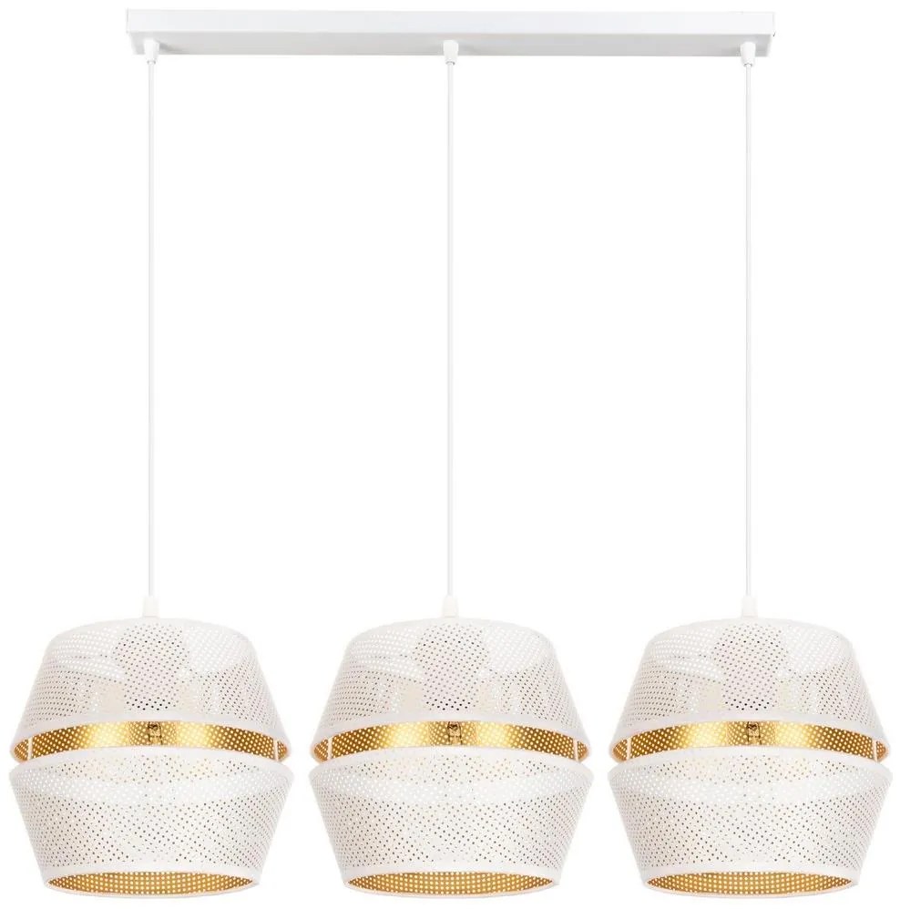 Csillár zsinóron PARIS 3xE27/60W/230V fehér/arany