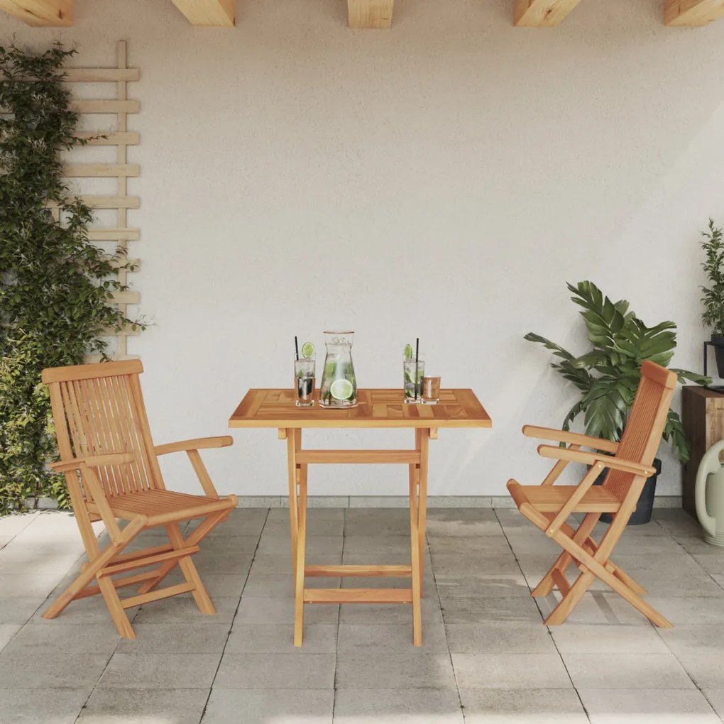 3 Darabos Összecsukható Kerti Bistro Szett Tömör Fa Akác
