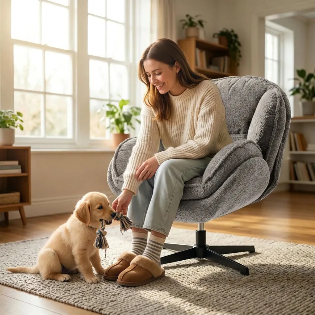 HOMCOM Modern wingback fotel, bársony fotel négycsillagos talppal, S-rugókkal, szürke